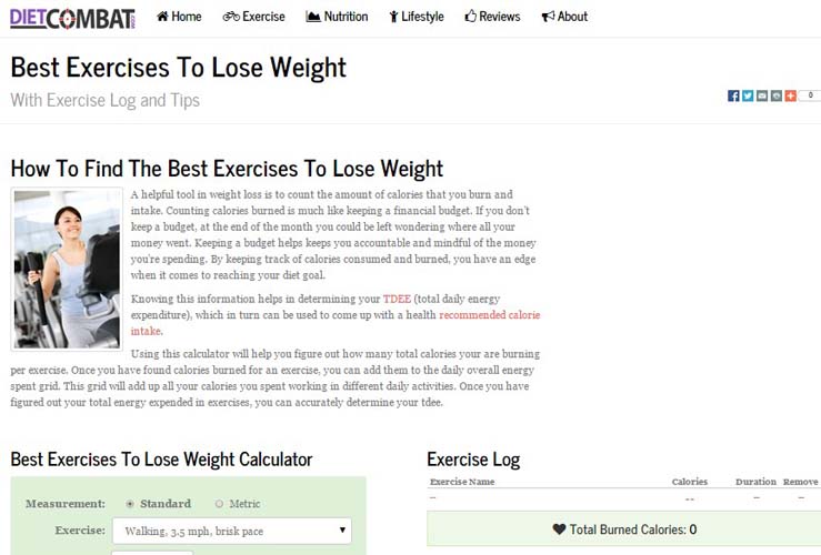 Excercise Weight Loss Calculator