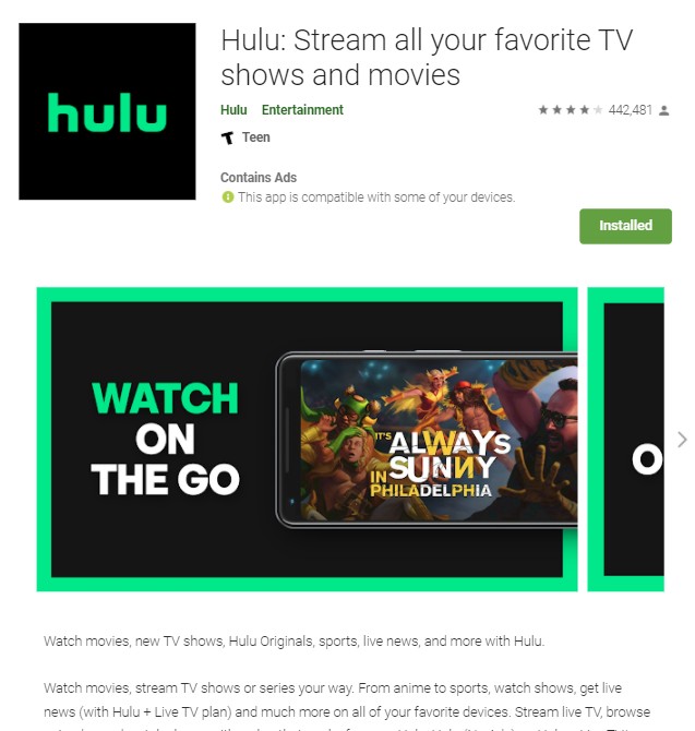 Hulu Android app on Google Play